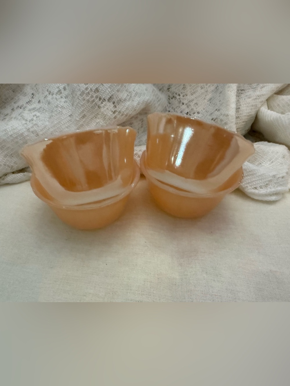 Vintage 40s Fire King Peach Glass custard - set of 4